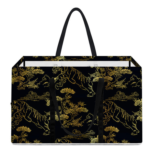 Black And Gold Japanese Tiger Print Utility Tote Bag