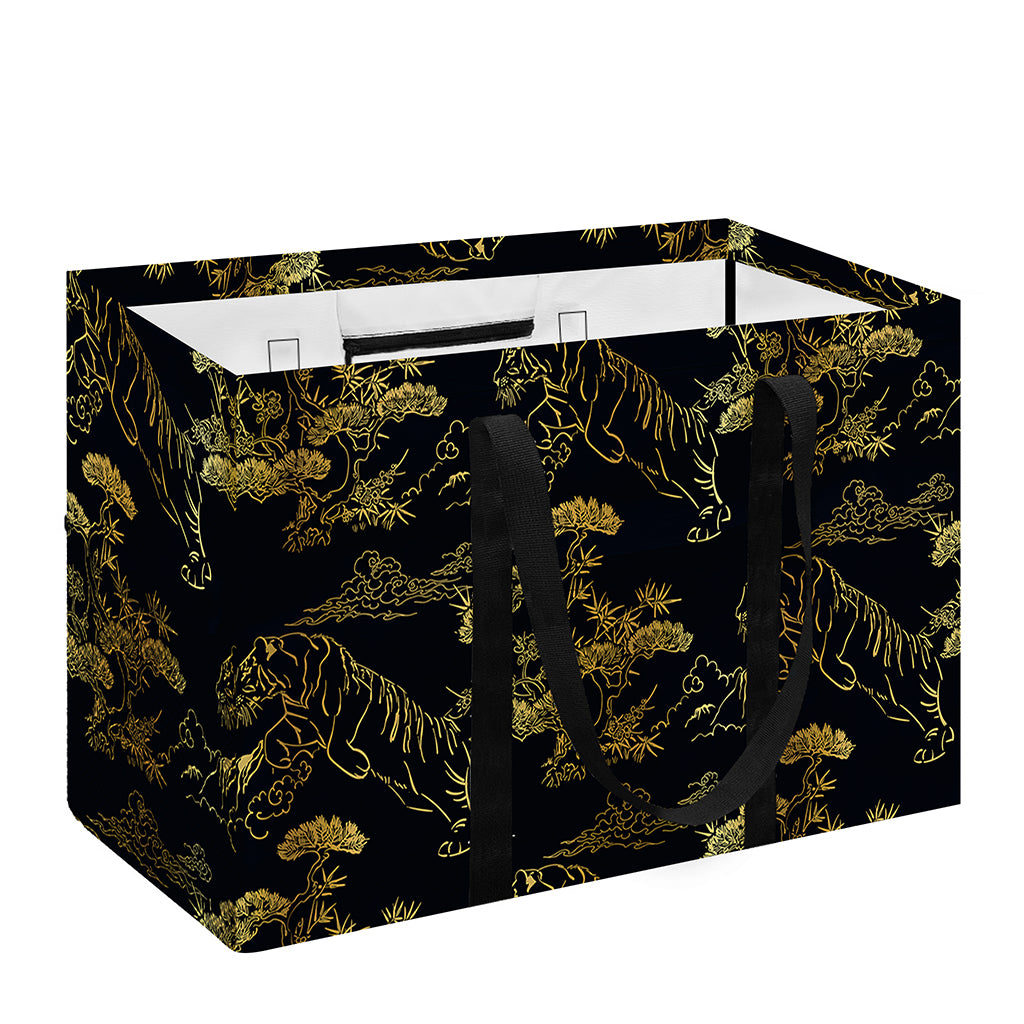 Black And Gold Japanese Tiger Print Utility Tote Bag