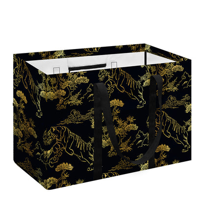 Black And Gold Japanese Tiger Print Utility Tote Bag