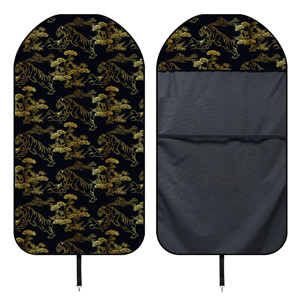 Black And Gold Japanese Tiger Print Waterproof Car Seat Cover