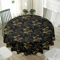 Black And Gold Japanese Tiger Print Waterproof Round Tablecloth
