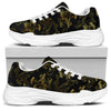 Black And Gold Japanese Tiger Print White Chunky Shoes
