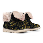Black And Gold Japanese Tiger Print Winter Boots