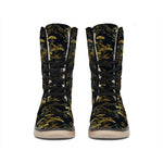 Black And Gold Japanese Tiger Print Winter Boots