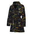 Black And Gold Japanese Tiger Print Women's Bathrobe