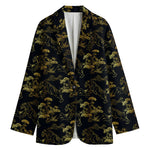 Black And Gold Japanese Tiger Print Women's Blazer