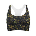 Black And Gold Japanese Tiger Print Women's Sports Bra