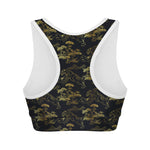 Black And Gold Japanese Tiger Print Women's Sports Bra