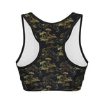 Black And Gold Japanese Tiger Print Women's Sports Bra