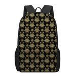Black And Gold Lotus Flower Print 17 Inch Backpack
