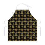 Black And Gold Lotus Flower Print Adjustable Apron