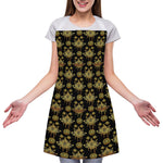 Black And Gold Lotus Flower Print Adjustable Apron