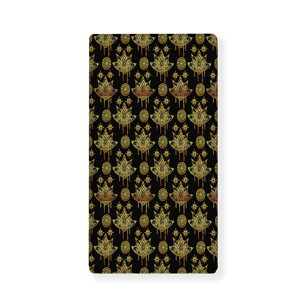 Black And Gold Lotus Flower Print Baby Crib Sheet