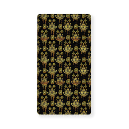 Black And Gold Lotus Flower Print Baby Crib Sheet