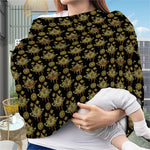 Black And Gold Lotus Flower Print Baby Seat Cover