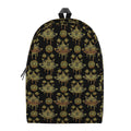 Black And Gold Lotus Flower Print School Backpack