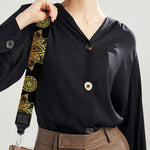 Black And Gold Lotus Flower Print Bag Strap