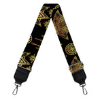 Black And Gold Lotus Flower Print Bag Strap