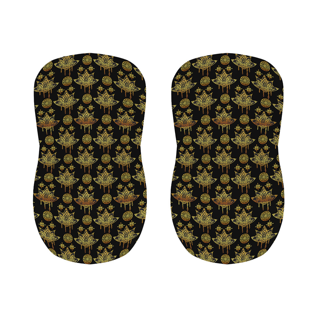 Black And Gold Lotus Flower Print Bar Stool Covers