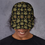 Black And Gold Lotus Flower Print Baseball Cap