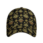 Black And Gold Lotus Flower Print Baseball Cap