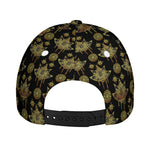 Black And Gold Lotus Flower Print Baseball Cap