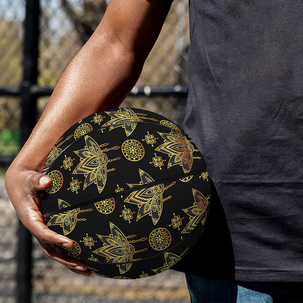 Black And Gold Lotus Flower Print Basketball