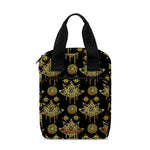 Black And Gold Lotus Flower Print Bible Tote Bag