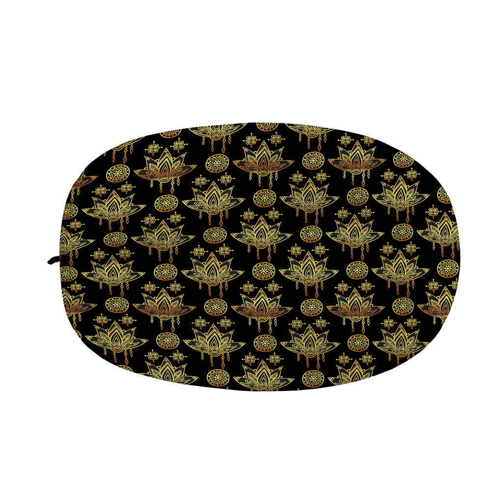Black And Gold Lotus Flower Print Car Side Mirror Covers