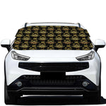 Black And Gold Lotus Flower Print Car Windshield Snow Cover