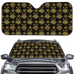 Black And Gold Lotus Flower Print Car Windshield Sun Shade