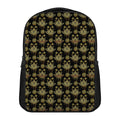 Black And Gold Lotus Flower Print Casual Backpack