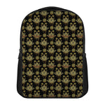 Black And Gold Lotus Flower Print Casual Backpack