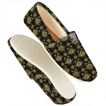 Black And Gold Lotus Flower Print Casual Shoes