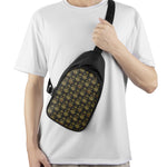 Black And Gold Lotus Flower Print Chest Bag