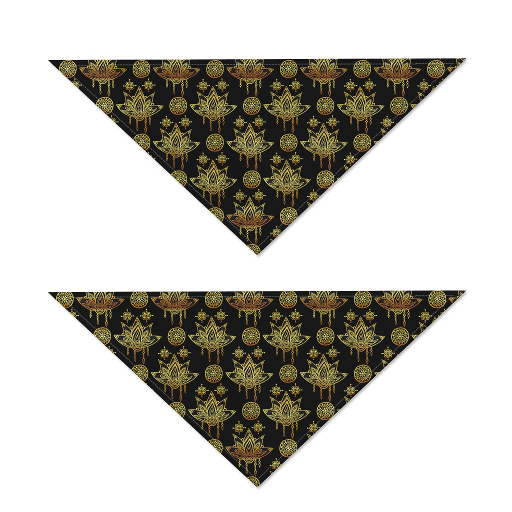 Black And Gold Lotus Flower Print Dog Bandana