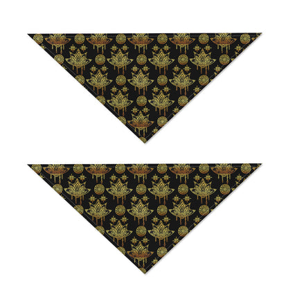 Black And Gold Lotus Flower Print Dog Bandana