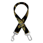 Black And Gold Lotus Flower Print Dog Seat Belt