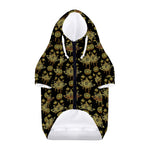 Black And Gold Lotus Flower Print Dog Zip Up Hoodie
