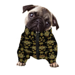 Black And Gold Lotus Flower Print Dog Zip Up Jacket