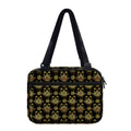 Black And Gold Lotus Flower Print Double Strap Bible Bag