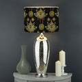 Black And Gold Lotus Flower Print Drum Lamp Shade
