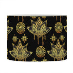 Black And Gold Lotus Flower Print Drum Lamp Shade