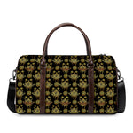 Black And Gold Lotus Flower Print Duffle Bag