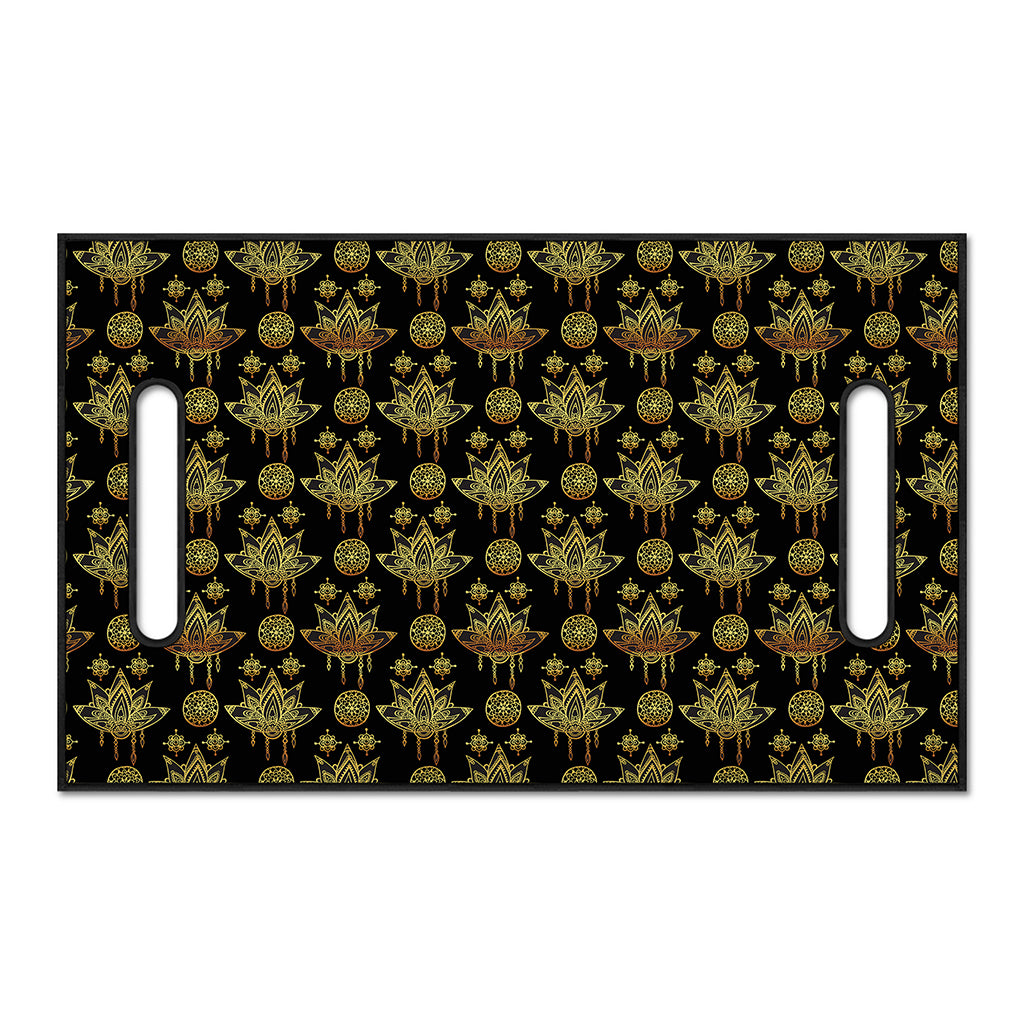 Black And Gold Lotus Flower Print Golf Cart Seat Cover