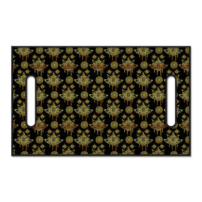 Black And Gold Lotus Flower Print Golf Cart Seat Cover