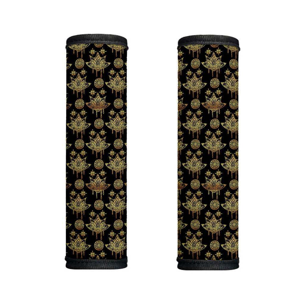 Black And Gold Lotus Flower Print Handle Covers