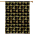 Black And Gold Lotus Flower Print House Flag