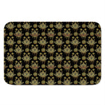 Black And Gold Lotus Flower Print Indoor Door Mat