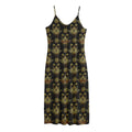 Black And Gold Lotus Flower Print Jersey Midi Cami Dress